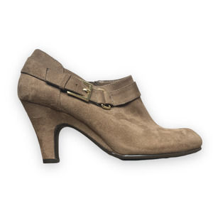 Aerosoles Heels Brown Seascape Taupe Faux Suede Zipper Booties Size 9M